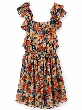 Floral Romper S Ruffle Strap Tie Waist Sleeveless Multicolor